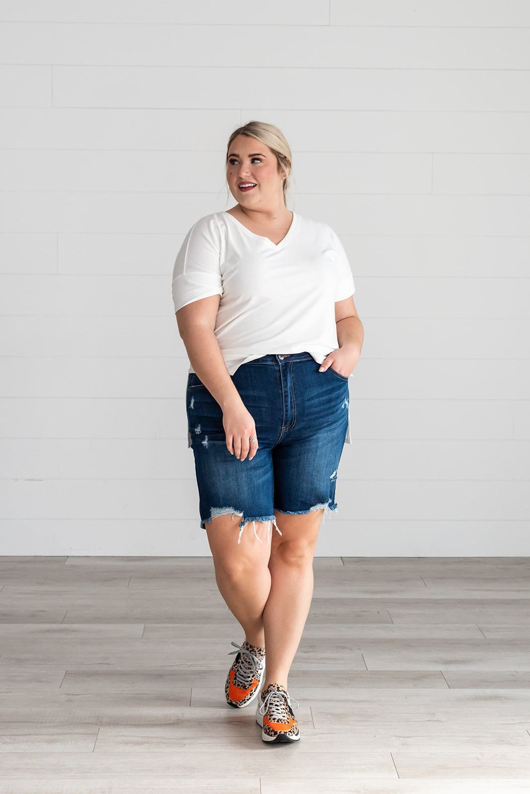 Living My Best Life Distressed Shorts