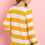 Thumbnail: Stripes Ruffle Sleeved Round Hem Hacci Top
