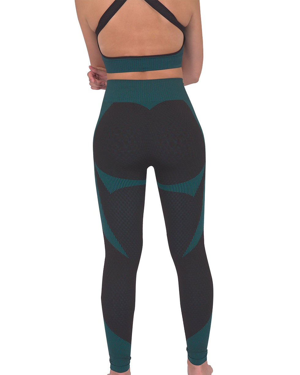 Thumbnail: Trois Seamless Legging - Black With Teal Blue