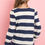Thumbnail: Stripes Ruffle Sleeved Round Hem Hacci Top