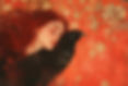 A woman with red hair rests peacefully beside a black crow