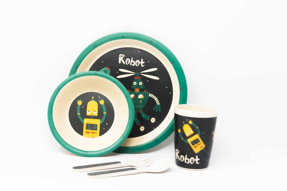 Vajilla infantil Robot  Verde