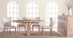 Devon Round Extension Dining Table - Stone Wash - Setting 3