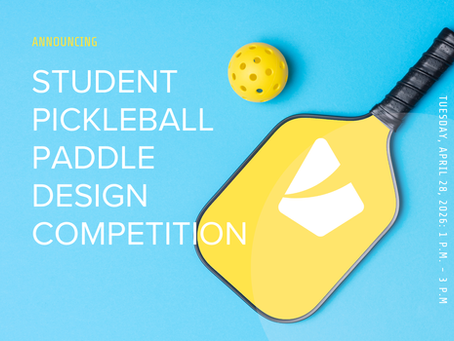 A yellow pickleball paddle against a blue background