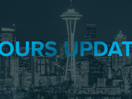 The words "Tours Update" overlaid on a Seattle skyline