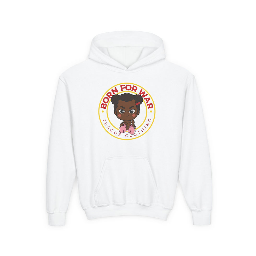 Thumbnail: Youth Hoodie — "Born For War" Cute Boxing Girl Kids Pullover