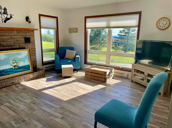 Vacation rental, livving room, Mavillette Beach, Nova Scotia