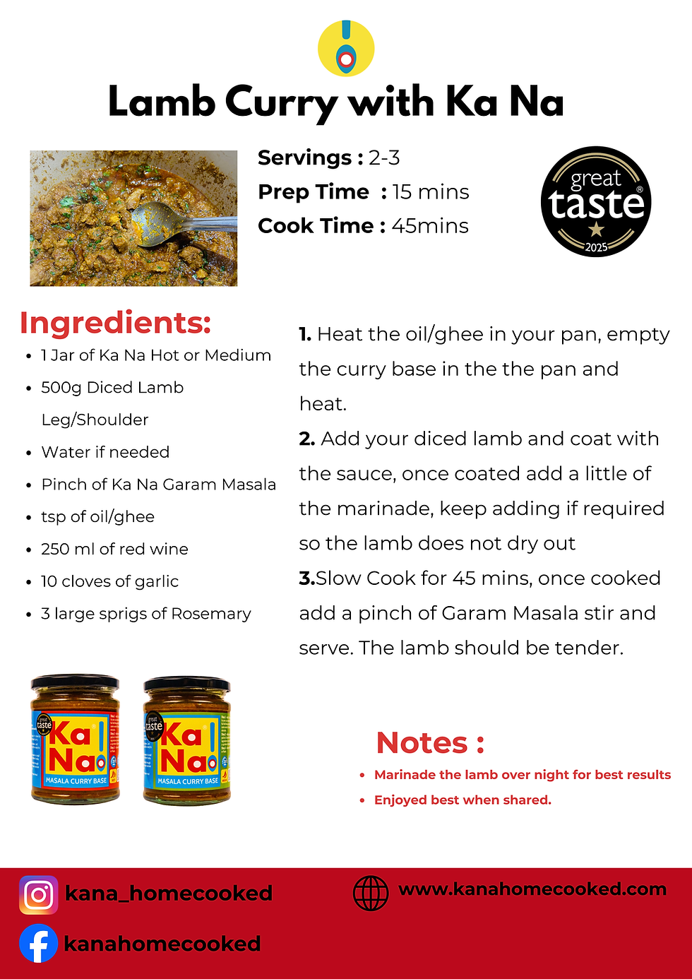 Recipe Card for Lamb Curry 