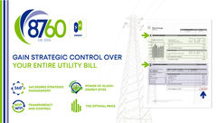 An energy bill displaying 8760's 360-degree integrated energy management approach.