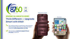 8760 Cellular ad with iPhone 18 Pro/Pro Max and iPhone Duo in hands, plus text: iPhone 18 lineup is here and exclusive savings.