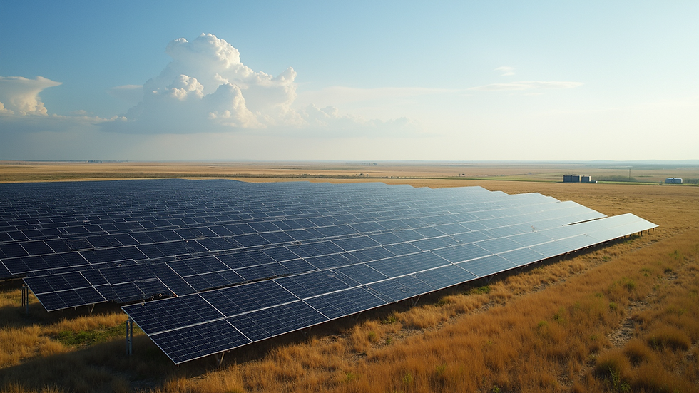 High angle view of a large solar farm in Alberta