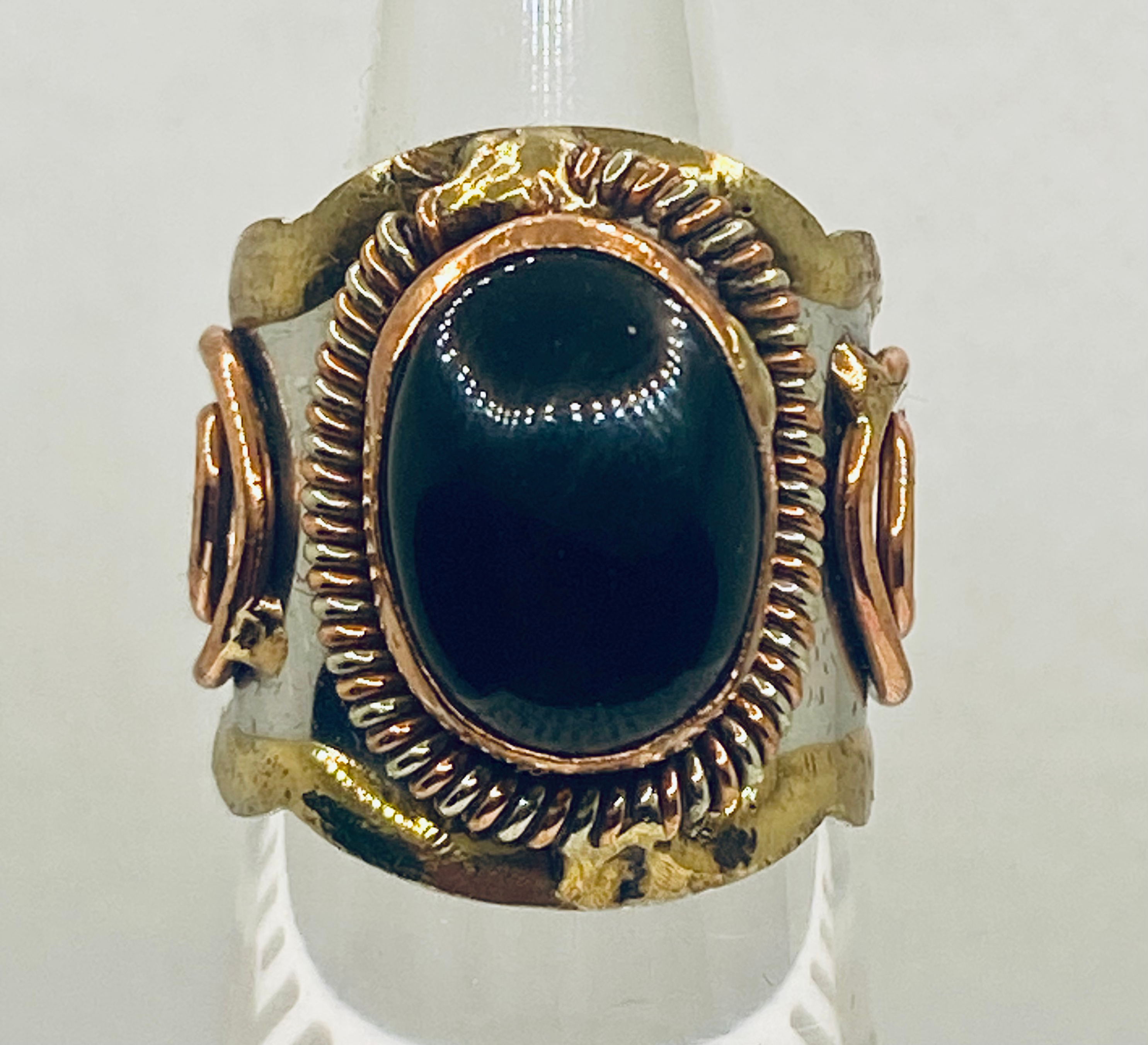 black agate cuff ring