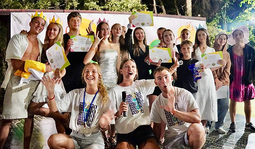 Group of international students exploring Europe with Indigo Camps.