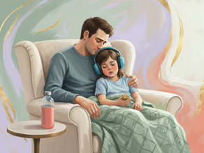 A father helping a child recover from a meltdown