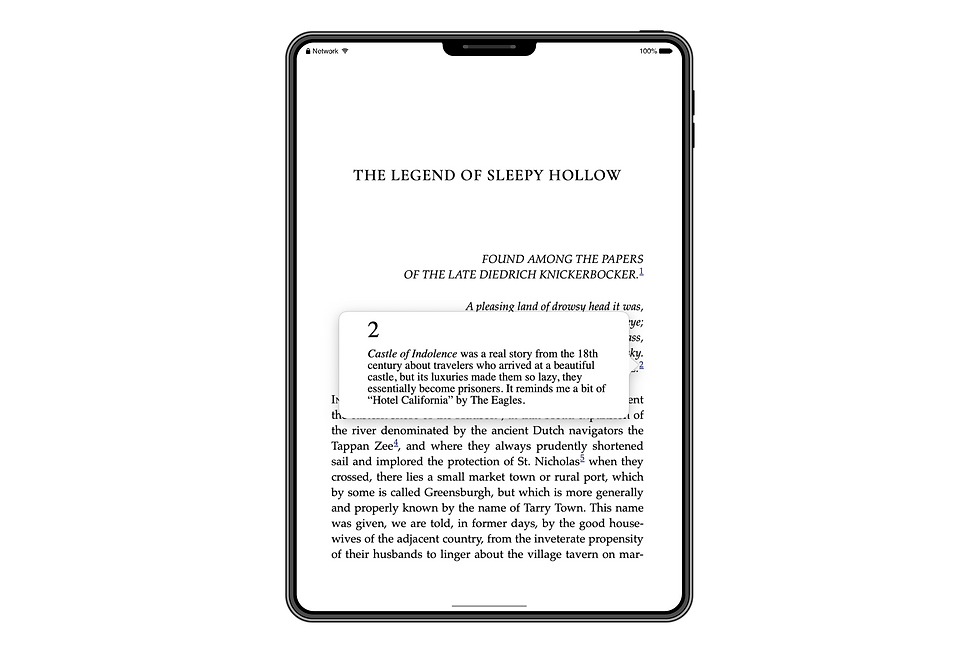 'Sleepy Hollow' preview in an ebook mockup