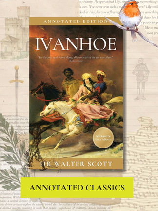 Cover of 'Ivanhoe: Illustrated and Annotated' with scrabooking graphics in the background