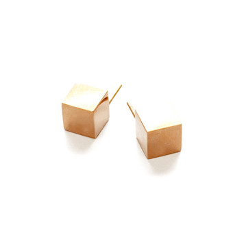 Cube stud earrings, 18k rose gold