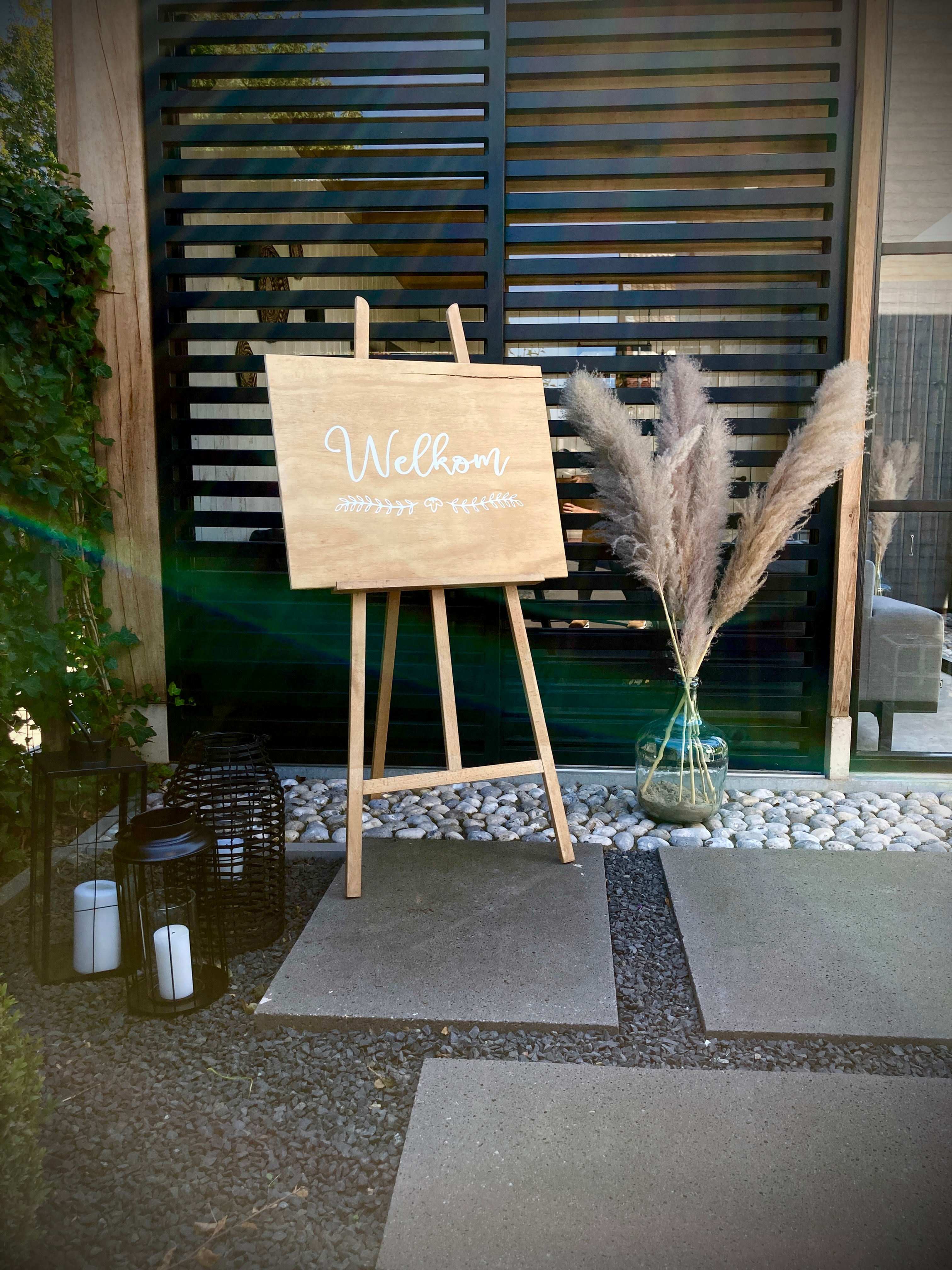 Windlicht XL zwart rotan