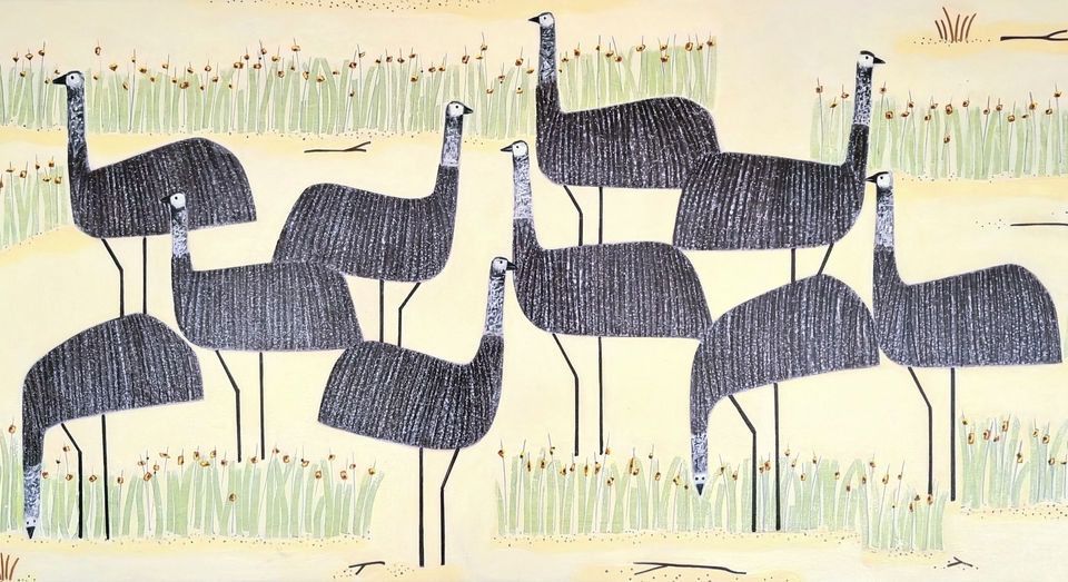 Jill Noble Artist Artwork, Emu mob, 2017