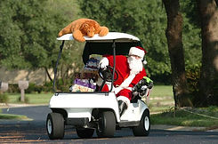 Santa on a golf cart as part of the functions and events at Hidden valley resort country club 50 minutes from Melbourne