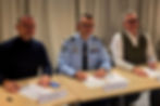 Laurent Vandamme, président de l'UIMM22, le Colonel Emmanuel Chanon du GGD 22 et Franck Perrin-Morel, président du MEDEF 22 lors de la signature de la convention de partenariat pour la sécurité et la cybersécurité des entreprises des Côtes d'Armor