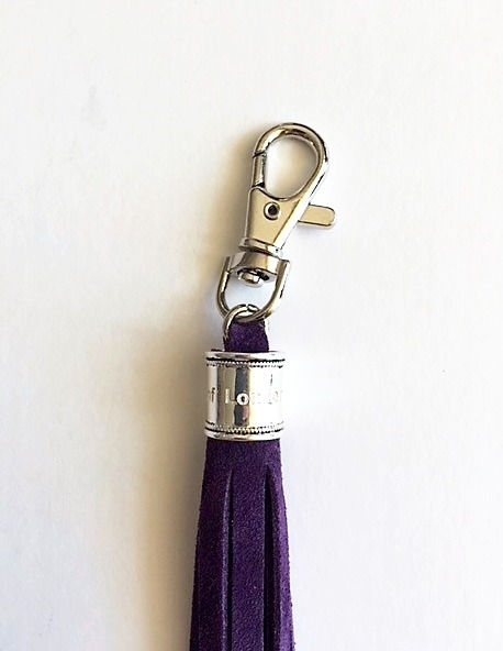 Thumbnail: classic suede leather key ring tassel - purple - 2 options