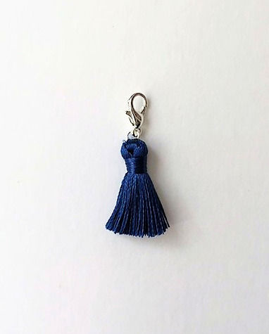 Thumbnail: silver and blue faceted glass bead bracelet with tassel carrier