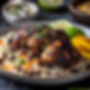 Jerk chicken with rice and red beans