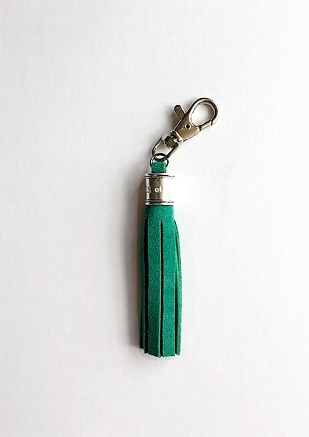 Thumbnail: classic suede leather key ring tassel - emerald - 2 options