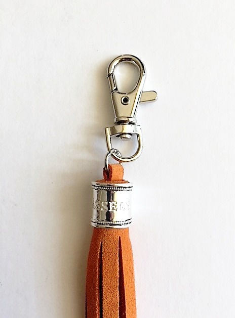 Thumbnail: classic suede leather key ring tassel - orange - 2 options