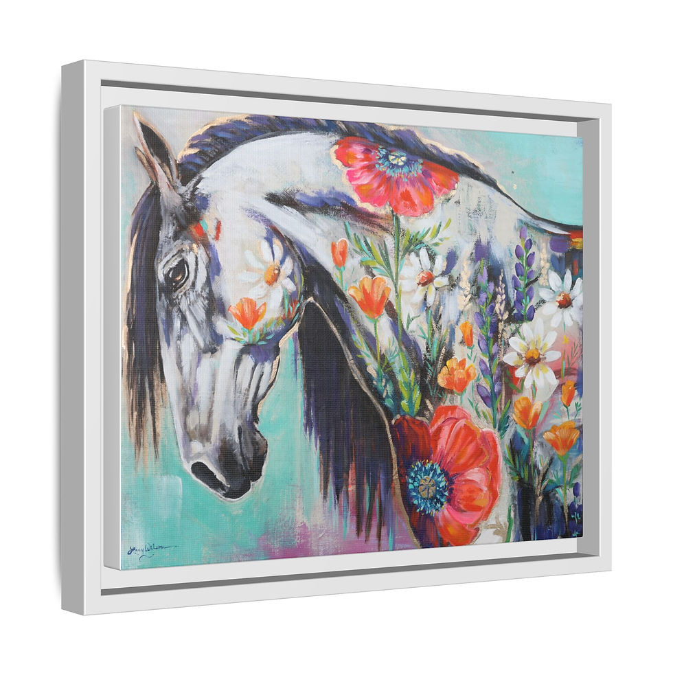 Thumbnail: Wildflower Horse Art Print - Framed Matte Canvas