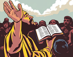 A person sharing their  testimony holding the bible in their hand  .jpg