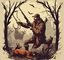 game hunter killing animal on the picture banning cross .jpg