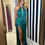 Miniatura: Vestido de festa verde com franjas