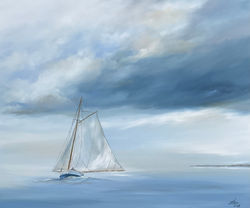 A sail dances on water