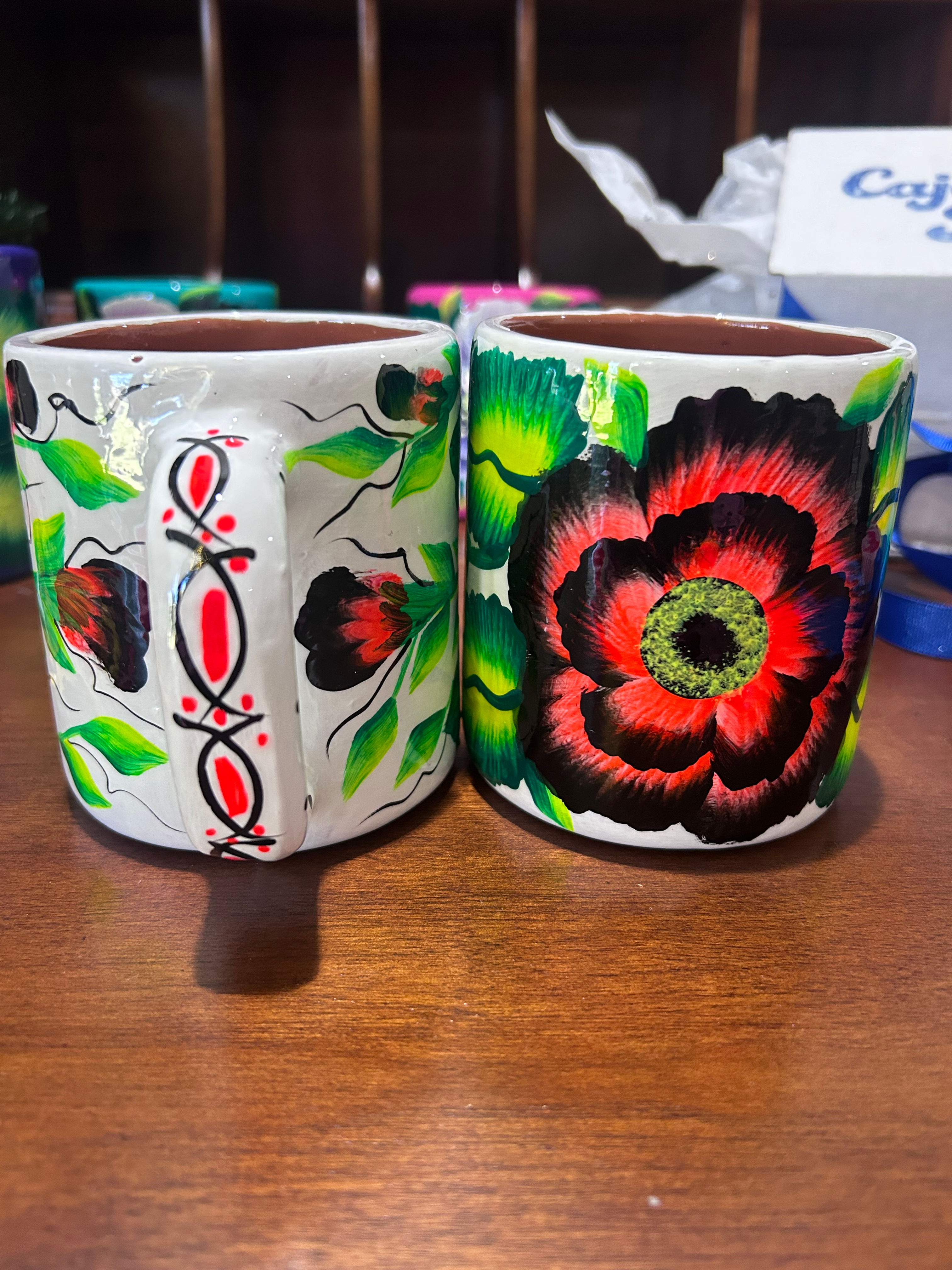 White with black and orange flower