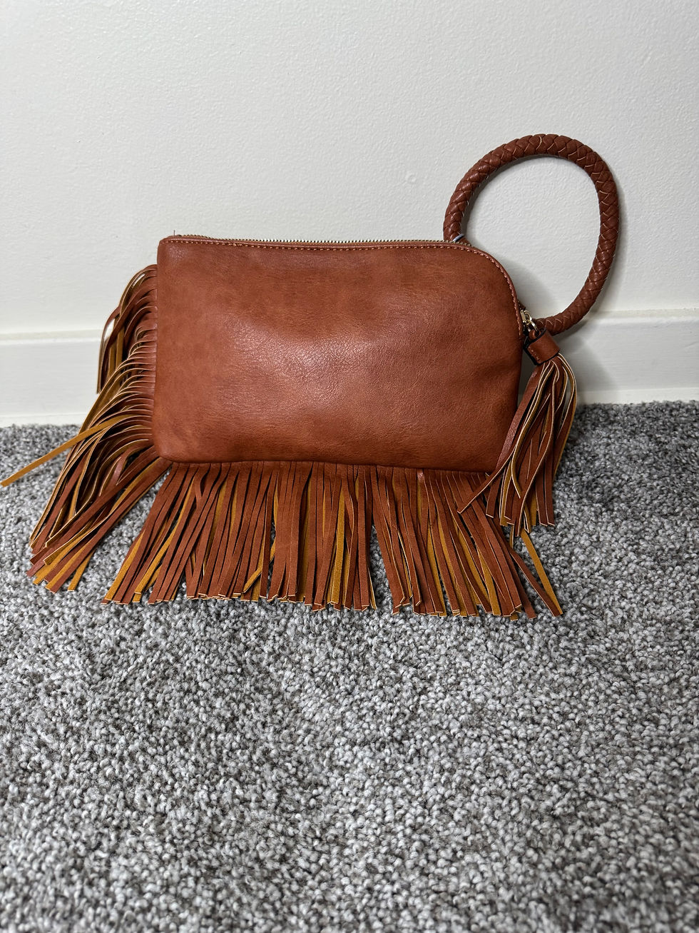Boho Fringe Clutch - Brown Roast (Vegan Leather)