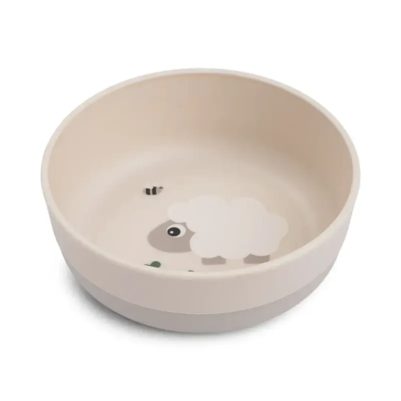 Done by Deer Foodie Bowl Tiny Farm Sand – Vorderansicht mit Schaf und Biene