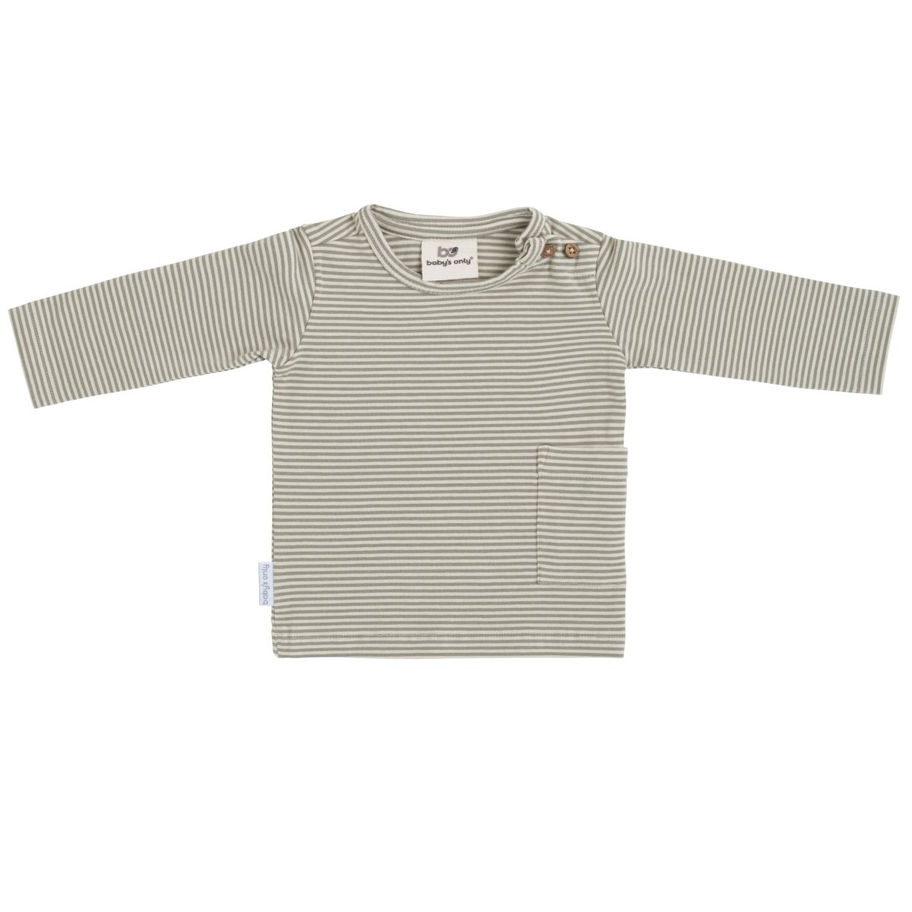 Baby Pullover Stripe in Beige mit Knöpfen am Halsausschnitt – Baby’s Only