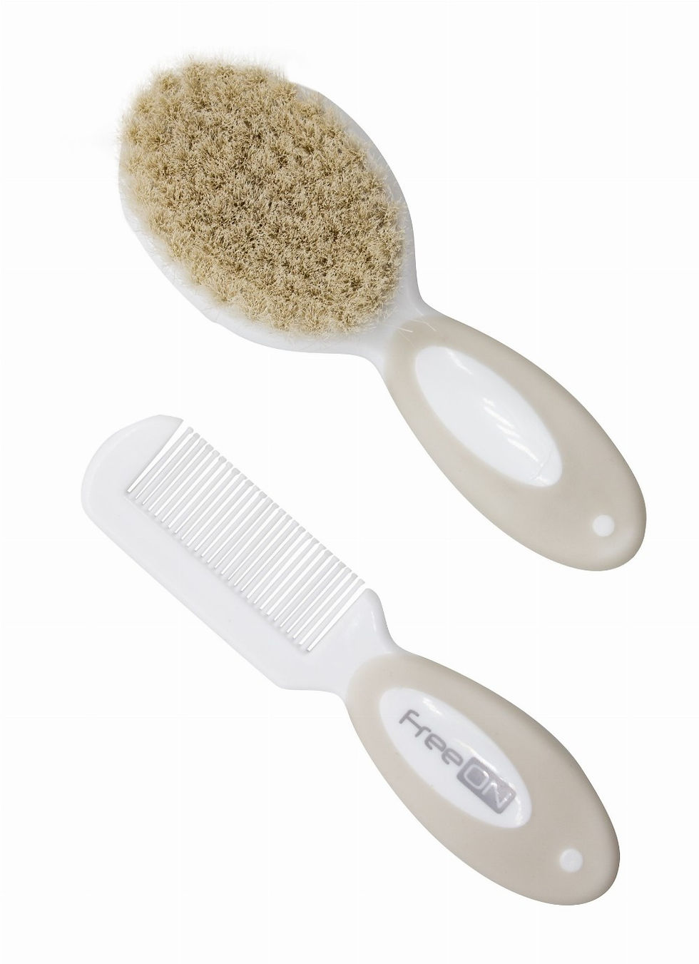 FreeON Baby Bürstenset mit Naturborsten und Kamm in Beige