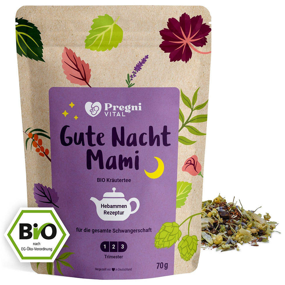 PregniVital Gute Nacht Mami Bio Schwangerschafts-Tee – 70g Packung mit Kräutermischung für Schwangere