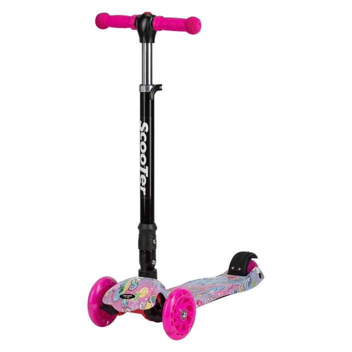 Free 2 Move Scooter Zik Zak mit LED-Rädern in Flammen-Design