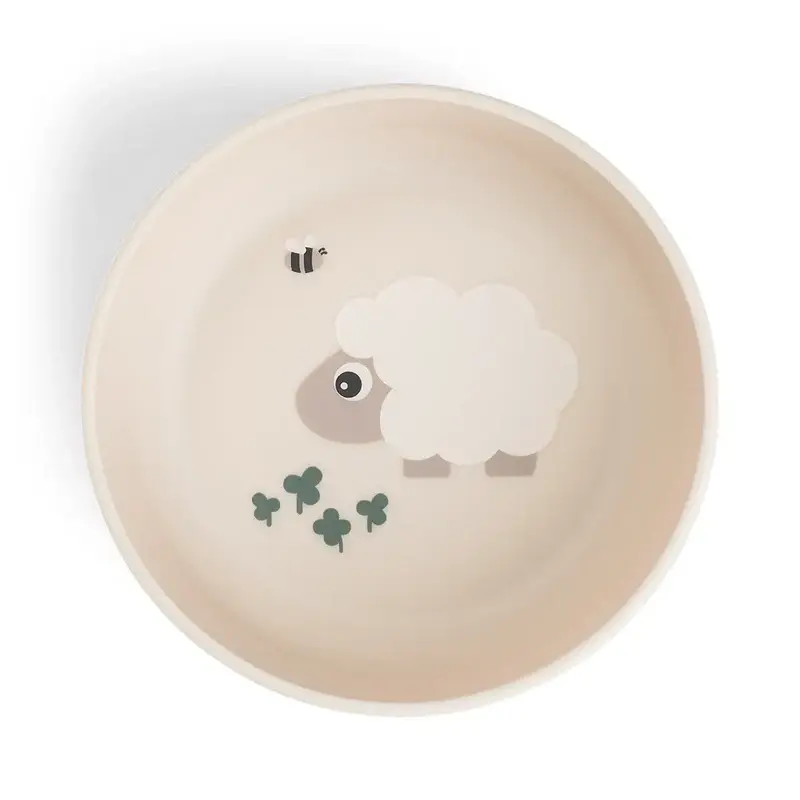 Done by Deer Foodie Bowl Tiny Farm Sand – Vorderansicht mit Schaf und Biene