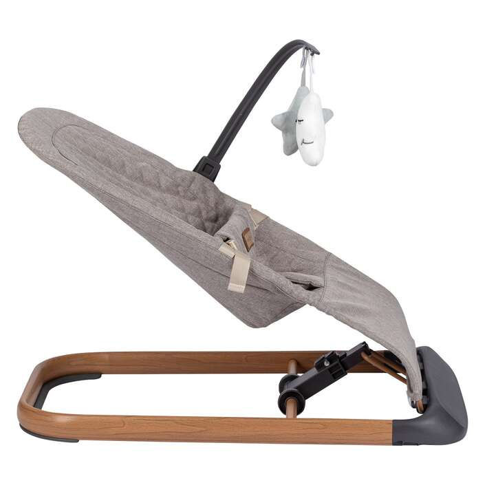 Seitenansicht der FreeON Serene Babywippe in beige, verstellbare Liegeposition