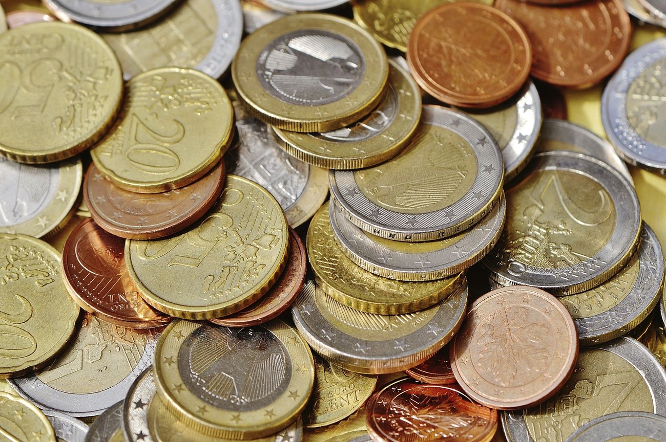 Euro coins, money & banking