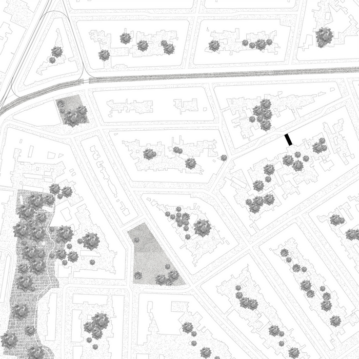 architectural artistic collage presentation of a site plan in the city Hoboken in Antwerp Belgium of the project z-z of Dulguun Otgonjav