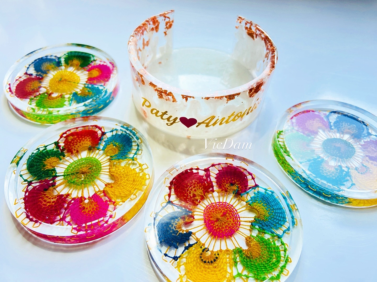 Posavasos Ñanduti multicolor