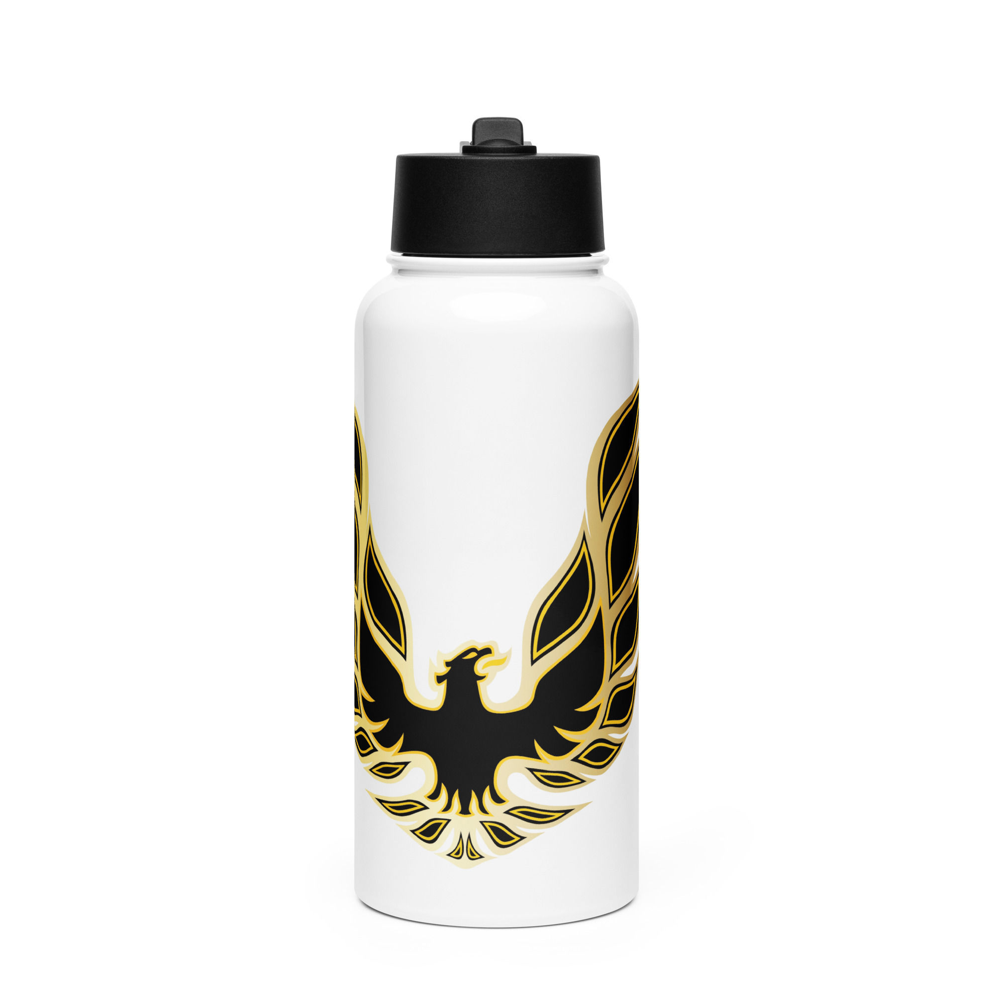 Stainless steel water bottle with a straw lid