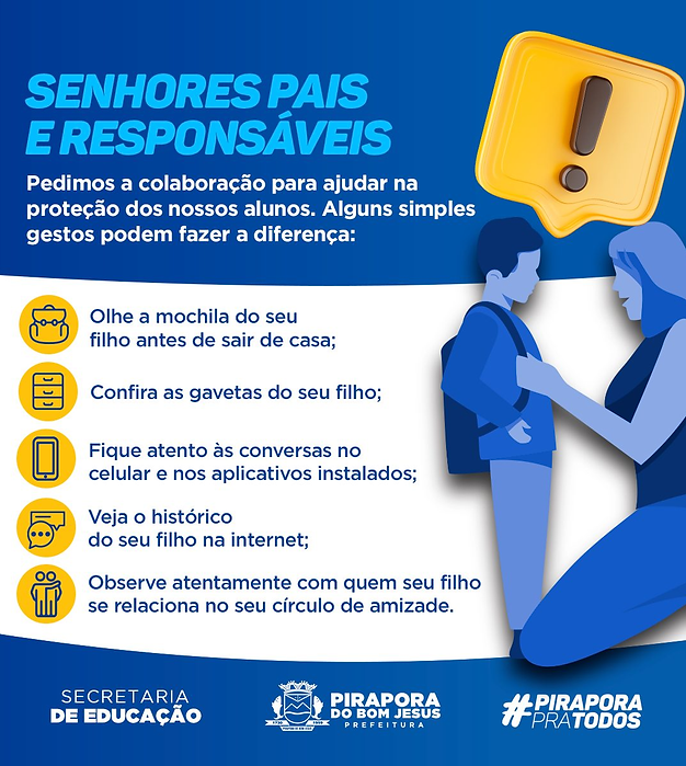 Secretaria de Educação de Pirapora pede ajuda dos pais para mais segurança na escola