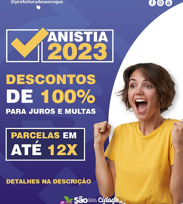 Prefeitura de São Roque abre Anistia 2023 com descontos de 100% para Juros e Multas